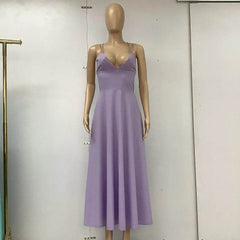 Sexy V-neck Suspender Dress Summer Fashion A-Line Long Dresses For Women - ProTrendyz