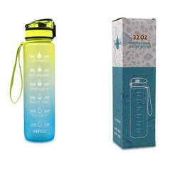 1L Tritan Water Bottle With Time Marker Bounce Cover Motivational Water Bottle Cycling Leakproof Cup For Sports Fitness Bottles - ProTrendyz