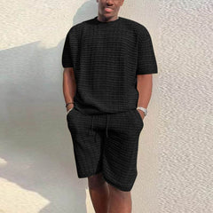 Men's Summer Suit Fashion Loose Men 2 Pieces Outfit Summer Hippie Shirt And Short Set - ProTrendyz