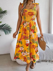 Flowers Print Suspender Corset Dress Ins Fashion Holiday Beach Long Dresses Summer Clothing For Women - ProTrendyz
