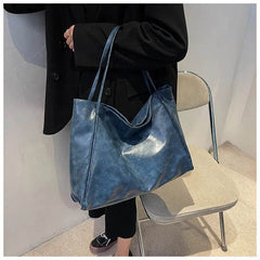 Vintage Women's Tote Bag Athletic Casual Fashion Large Capacity Leather Shoulder Bag Shopper Harajuku Simple Handbag US - ProTrendyz