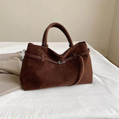2025 Hot Sale Decorative Design Solid Faux Suede Handbag Large Capacity Casual Tote Bags For Women Tote Design Portable Shoulder Bag - ProTrendyz