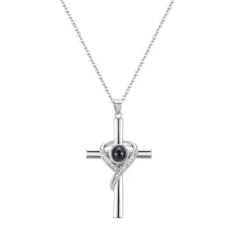 Languages I Love You Projection Necklace Pendant Love Cross Pendant Necklace Memorial Jewelry For Women - ProTrendyz
