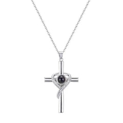 Languages I Love You Projection Necklace Pendant Love Cross Pendant Necklace Memorial Jewelry For Women - ProTrendyz