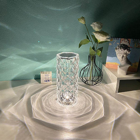 Nordic Crystal Lamp USB Table Lamps Bedroom Touch Dimming Atmosphere Diamond Night Light Rose Projector Lamp Decor - ProTrendyz