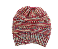 Mixed Color Knitted Wool Hat Ladies Non-labeled Ponytail Hat - ProTrendyz