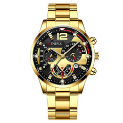 2pcs Men's New Popular Steel Strip Fashion Business Three Eye Quartz Watch Bracelet Set Valentine's Day Gifts - ProTrendyz