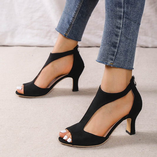 High Heel Peep Toe Sandals Women Back Zipper Outdoor Summer Shoes - ProTrendyz