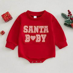 Christmas Clothes For Girls Boys Casual Sweatshirt Romper Cute Letter Long Sleeve Jumpsuit Newborn Bodysuits - ProTrendyz