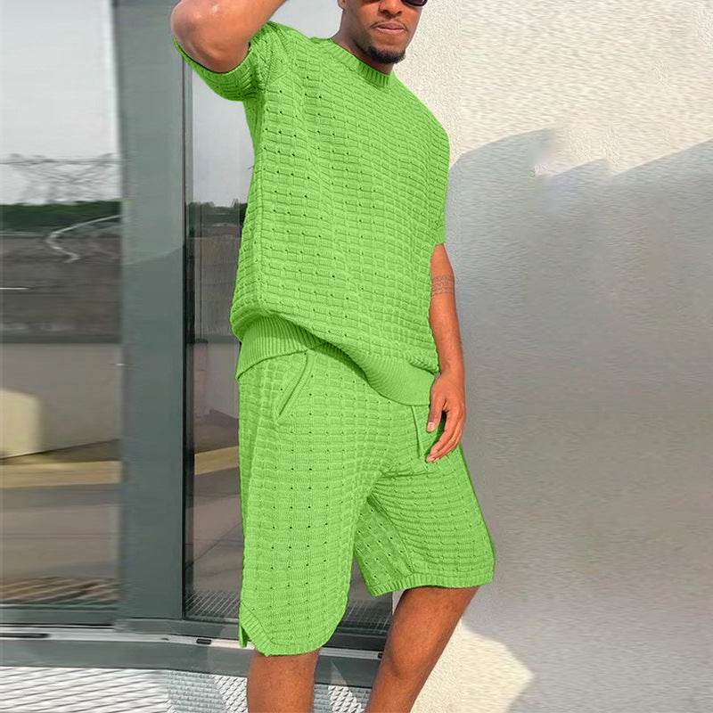 Men's Summer Suit Fashion Loose Men 2 Pieces Outfit Summer Hippie Shirt And Short Set - ProTrendyz