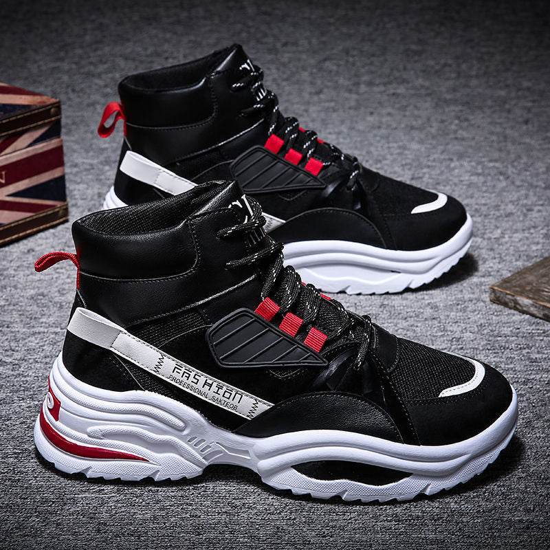 Men's Lace-up Color-matching Sneakers Fashion High-top Height-increasing Casual Shoes - ProTrendyz