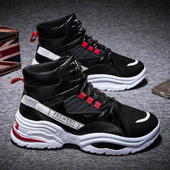 Men's Lace-up Color-matching Sneakers Fashion High-top Height-increasing Casual Shoes - ProTrendyz