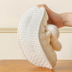 Cute Rabbit Shoes Winter Fuzzy Slippers Women Detachable Washable House Shoes - ProTrendyz