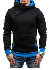 Brand Hoodie Oblique Zipper Solid Color Hoodies Men Fashion Tracksuit Male Sweatshirt Hoody Mens - ProTrendyz
