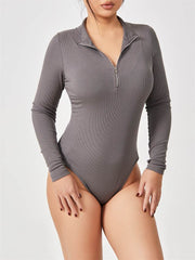 Fashion Long Sleeve Zipper Jumpsuit Seamless Slimming Shapewear For Women Romper - ProTrendyz
