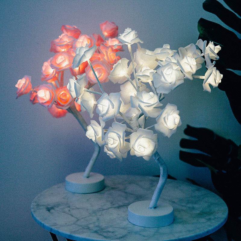 Rose Flower Lamp USB Battery Operated LED Table Lamp Bonsai Tree Night Lights Garland Bedroom Decoration Lights Home Decor - ProTrendyz