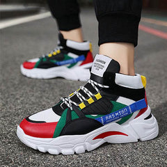 Men's Lace-up Color-matching Sneakers Fashion High-top Height-increasing Casual Shoes - ProTrendyz