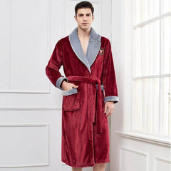Winter Flannel Lovers Robe Gown Elegant Solid Casual Sleepwe - ProTrendyz