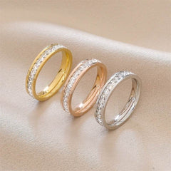 INS Rings Titanium Steel Couple Single And Double Row Diamond Ring - ProTrendyz