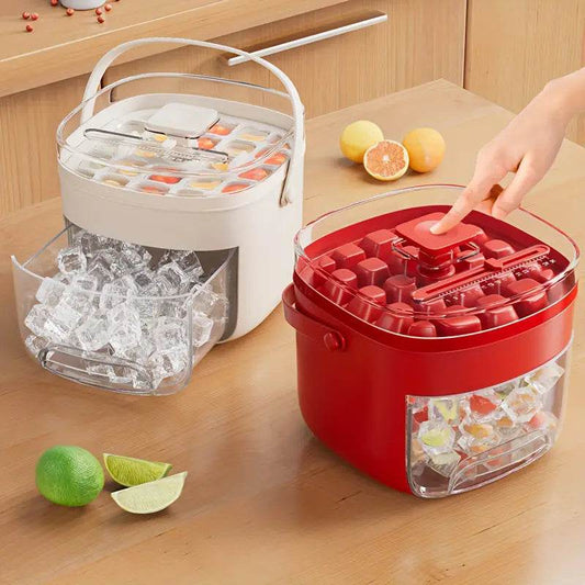 Press-type Convenient Outdoor Portable Ice Tray Large Capacity Ice Bucket 48 Extra-Large Ice Maker Food Grade Plastic Storage Tray Essential Kitchen Gadget - ProTrendyz