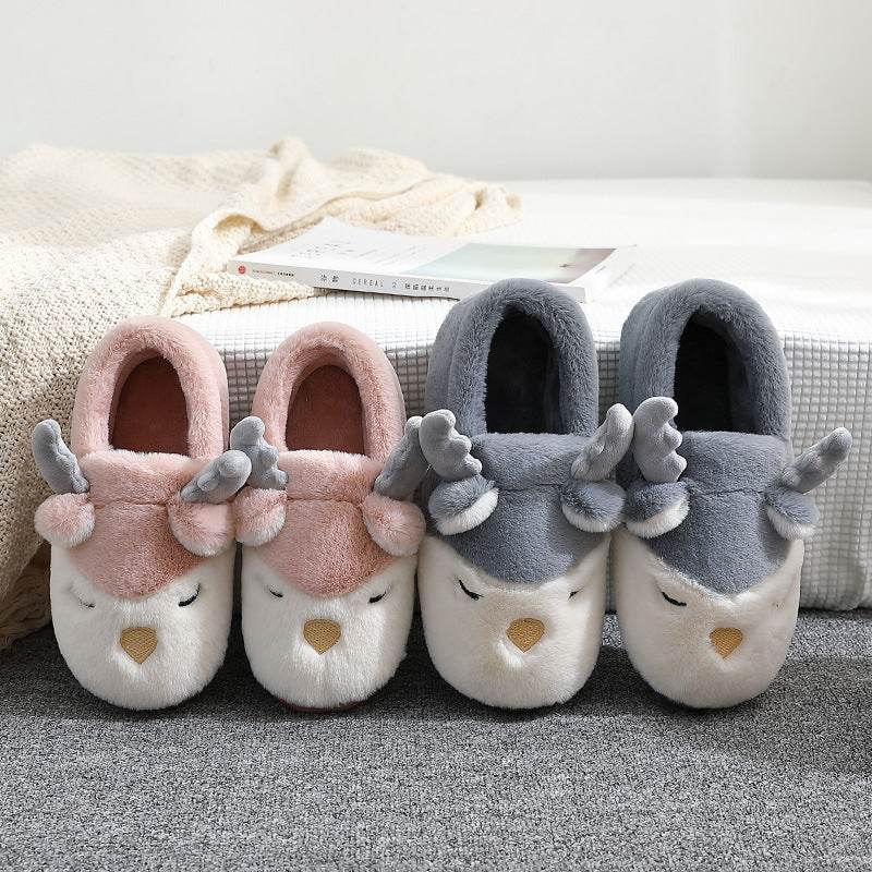 Christmas Shoes Winter Home Slippers Elk Plush Bedroom Slipper House Shoes For Women Men - ProTrendyz