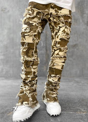 Men Trousers Individual Patched Pants Long Tight Fit Stacked Jeans For Mens Clothing - ProTrendyz