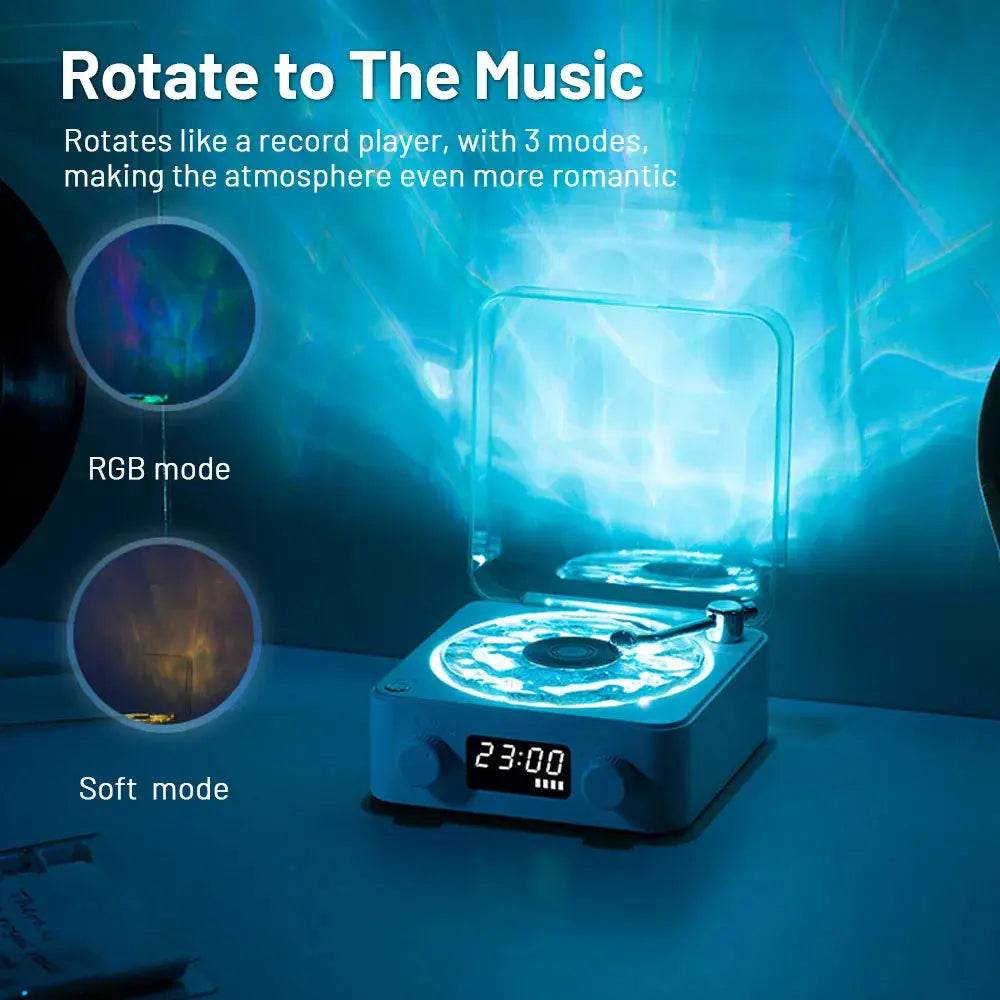 Retro Turntable Speaker Wireless Bluetooth-compatible 5.0 Vinyl Record Player Stereo Sound With White Noise RGB Projection Lamp Effect - ProTrendyz