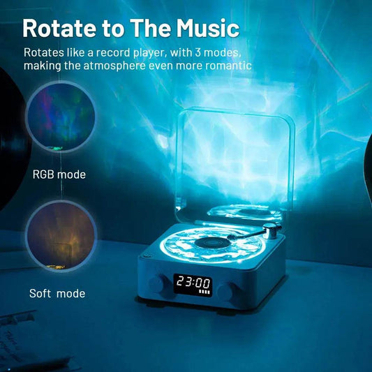 Retro Turntable Speaker Wireless Bluetooth-compatible 5.0 Vinyl Record Player Stereo Sound With White Noise RGB Projection Lamp Effect - ProTrendyz