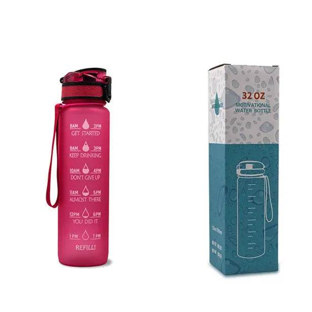 1L Tritan Water Bottle With Time Marker Bounce Cover Motivational Water Bottle Cycling Leakproof Cup For Sports Fitness Bottles - ProTrendyz