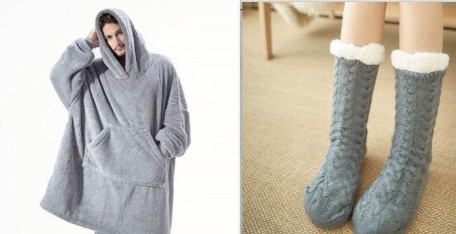 Hoodie Sweatshirt With Big Pocket Tops Sweater Comfortable Loose Double-Sided Fleece Thicker Wearable Blanket - ProTrendyz