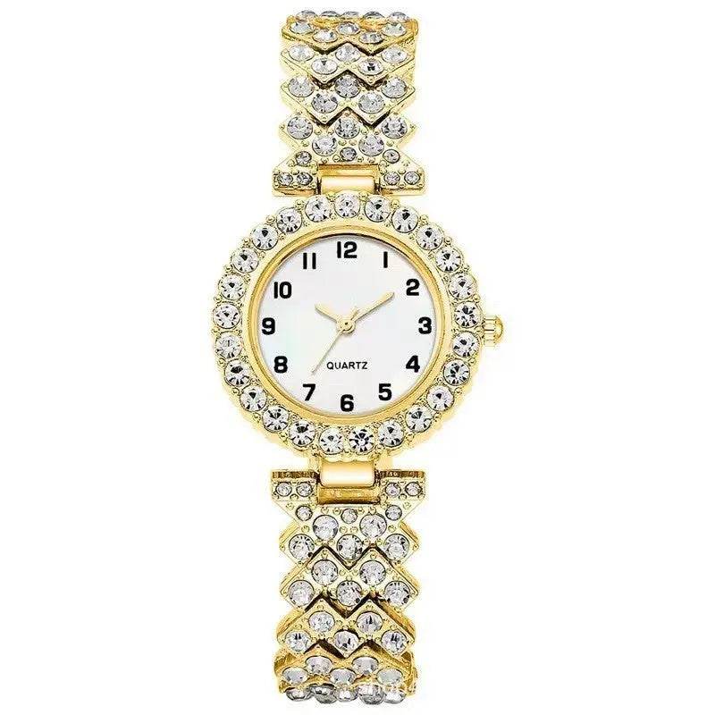 Fashion Jewelry 2pcs Luxury Fashion Women Watch Set Silver Strap Ladies Quartz Wristwatch Alloy Bracelet For Ladies Jewelry Set Clock Gift - ProTrendyz