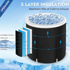 Recovery Ice Tub Foldable Bathtub Outdoor Portable Cold Water Therapy Tub Fitness Rehab Ice Tub For Athletes Long Lasting Insulated Ice Tub, Spa Soaking Bucket US - ProTrendyz