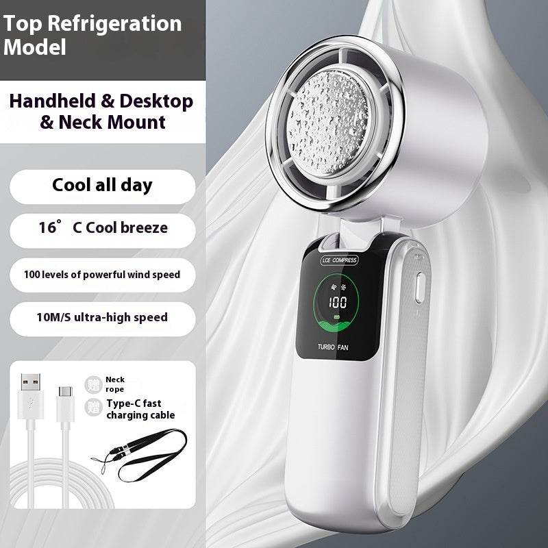 New Ice Pack High-Speed Handheld Eletirc Fan Speed Adjustable Folding Mini Fan Portable Outdoor Hanging Neck Small Fan - ProTrendyz