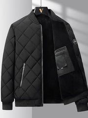 Fashion Rhombic-sewing Design Cotton Coat Winter Warm Thickened Baseball Jacket Casual Solid Color Outwear Clothing For Men - ProTrendyz