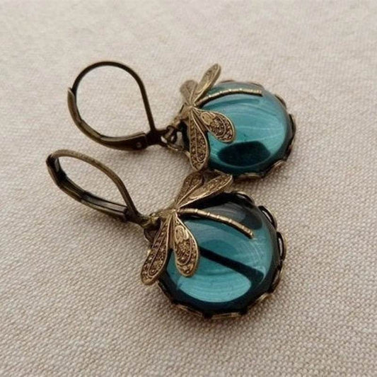 Fashion Jewelry Women's Earrings Hanging Vintage Dragonfly Pendant Earring Boho Chakra Blue Moonstone Drop Earrings For Women Wedding Charm Ethnic Jewellery - ProTrendyz