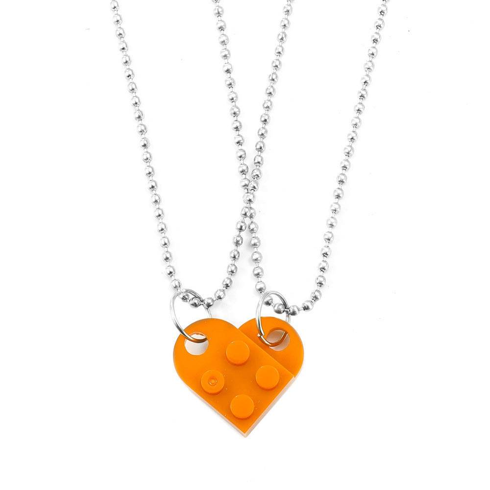 Valentines Day Gift New Jewelry Heart Necklace Love Stitching Acrylic Couple Necklace Valentines Jewelry - ProTrendyz