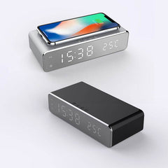 LED Electric Alarm Clock With Wireless Charger Desktop Digital Despertador Thermometer Clock HD Mirror Clock Watch Table Decor - ProTrendyz