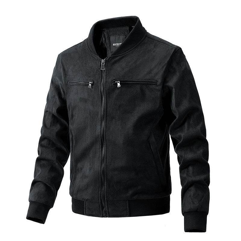Suede Stand Collar Men's Jacket Double Zipper Pocket Clothing Mens - ProTrendyz
