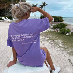 New Fashion Womens Letter T-Shirt Round Neck Short Sleeve Slogan Tee Top - ProTrendyz