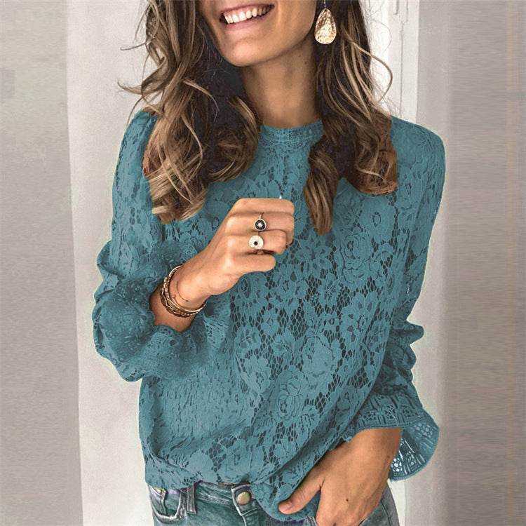 Hollow lace shirt womens clothing - ProTrendyz