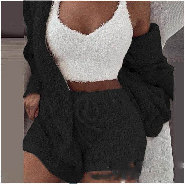 3 Pieces Of Fashionable Ladies Plush Home Clothes - ProTrendyz