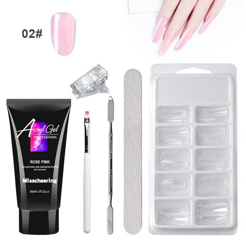 Painless Extension Gel Nail Art Without Paper Holder Quick Model Painless Crystal Gel Set US - ProTrendyz