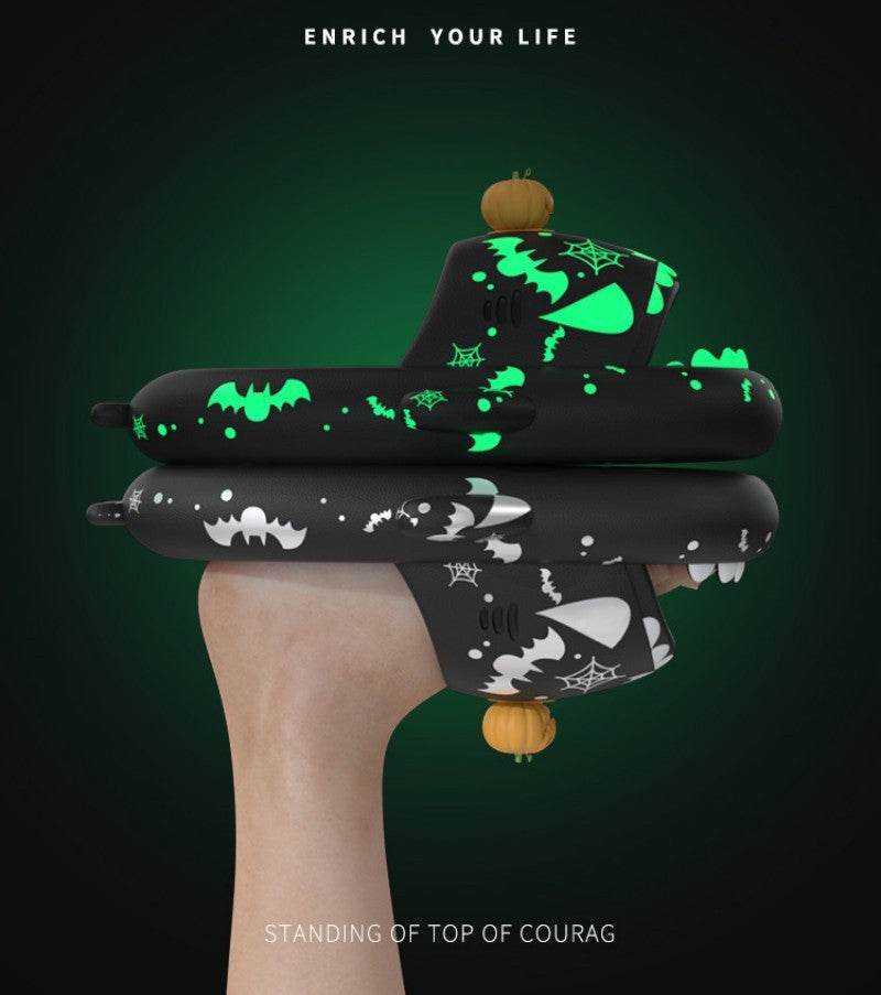 Halloween And Christmas Shoes Ins Luminous Shark Slippers Couple Men Women House Shoes Non-slip Bathroom Slippers Home - ProTrendyz