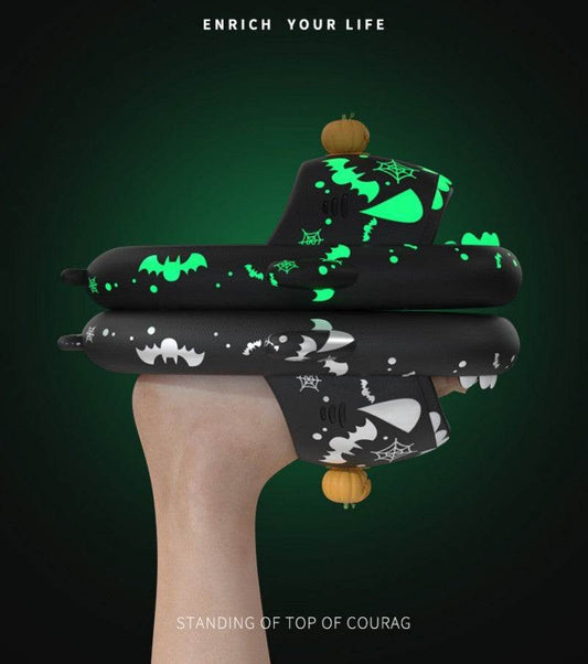 Halloween And Christmas Shoes Ins Luminous Shark Slippers Couple Men Women House Shoes Non-slip Bathroom Slippers Home - ProTrendyz