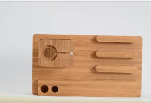 Compatible with Apple , Bamboo, wood andMobile applewatch bracket charging wooden bracket multi-function flat cell phone base - ProTrendyz