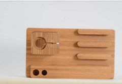 Compatible with Apple , Bamboo, wood andMobile applewatch bracket charging wooden bracket multi-function flat cell phone base - ProTrendyz