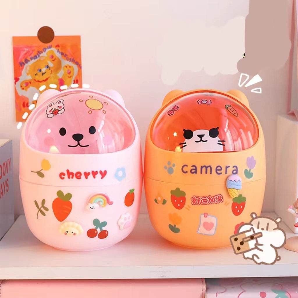 Desktop Trash Can Desk Organizer Bucket Office Mini Bear Trash Can - ProTrendyz