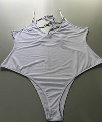 Summer Bikini Backless String Large Size Sexy Solid Color Triangle One-piece Swimsuit Womens Clothing - ProTrendyz