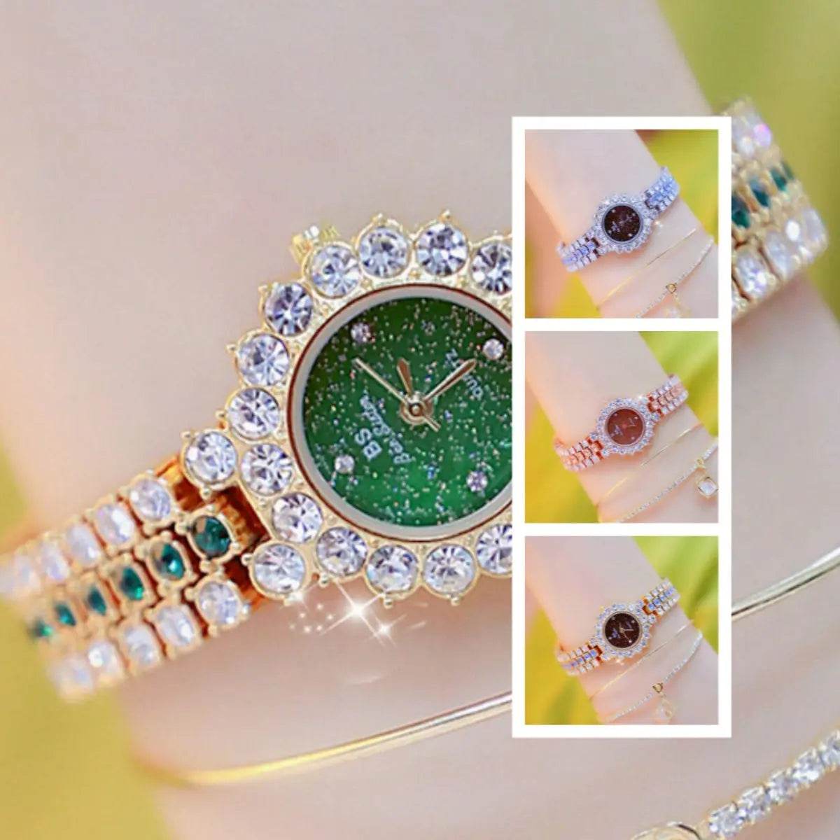 Multicolor Temperament Women's Fashion Quartz Watch Luxury Stainless Steel Analog WristWatch Ladies Watch Women Dress Bracelet Set Clock - ProTrendyz