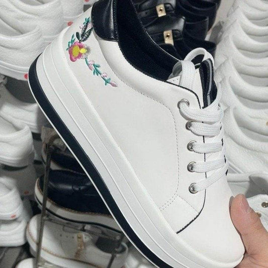 Flowers Embroidery Sneakers For Women Platform Shoes - ProTrendyz
